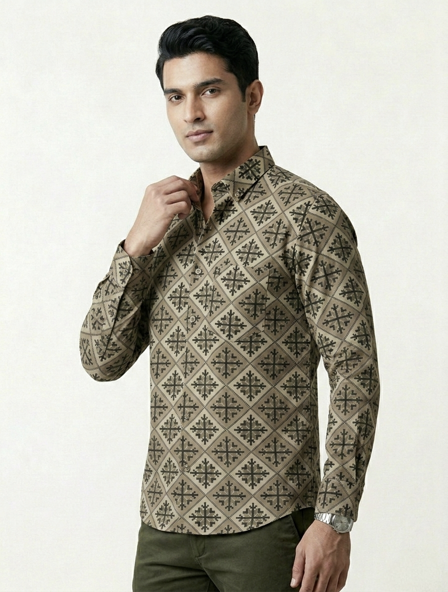 Snowflake Pattern Diamond Motifs Designer Shirt