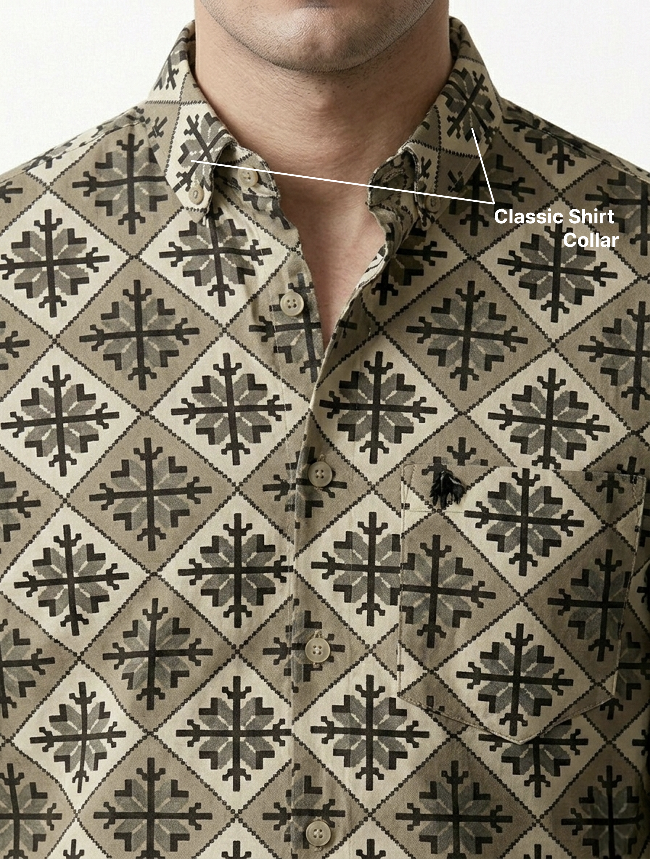 Snowflake Pattern Diamond Motifs Designer Shirt