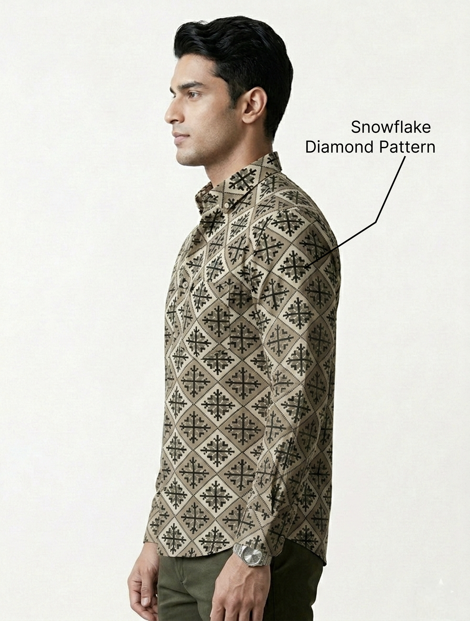 Snowflake Pattern Diamond Motifs Designer Shirt